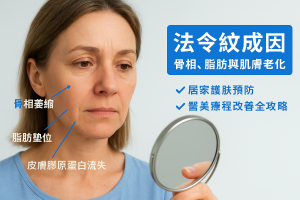 法令紋成因：骨相、脂肪與肌膚老化解析，居家護膚預防與醫美療程改善全攻略，針劑填充、儀器拉提、埋線一次看懂
