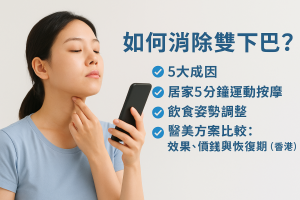 如何消除雙下巴？5大成因＋居家5分鐘運動按摩與飲食姿勢調整，醫美方案比較：效果、價錢與恢復期（香港）