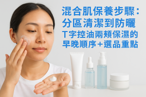 混合肌保養步驟：分區清潔到防曬，T字控油兩頰保濕的早晚順序＋選品重點