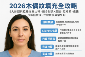2026木偶紋填充全攻略：5大針劑與拉提方案比較、適合對象、風險、維持期、價錢及診所挑選、注射層次與常見副作用