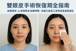雙眼皮手術恢復期全指南：縫雙眼皮vs割雙眼皮消腫時間、洗面化妝返工表與術後護理重點