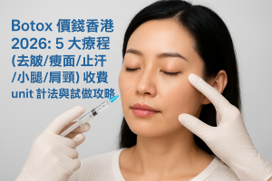 botox 價錢香港2026：5大療程（去皺/瘦面/止汗/小腿/肩頸）收費、unit計法與試做攻略