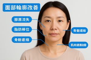 面部輪廓改善：5大成因拆解，改善下顎線、蘋果肌下垂、法令紋的居家緊緻＋針劑/埋線/音波電波方案，效果維持期與注意事項